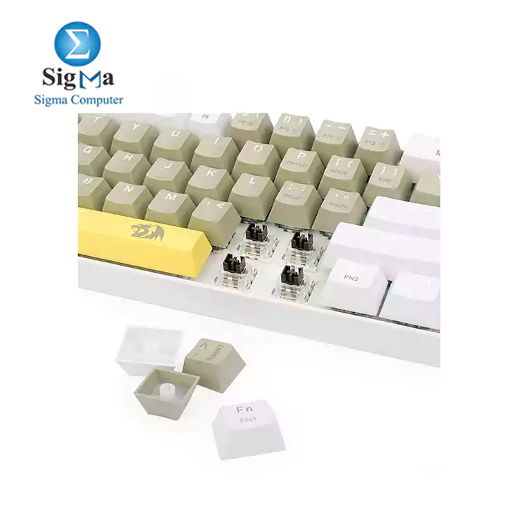 Redragon K606 Lakshmi Gaming Keyboard Yellow  WHITE GREY  Brown Switches  